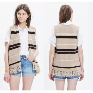 Madewell (XS/S) Boho Fringe Open Front Cardigan Sweater with Fringe New